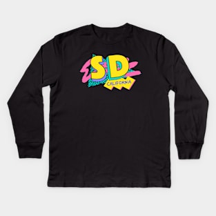 San Diego, California Retro 90s Logo Kids Long Sleeve T-Shirt